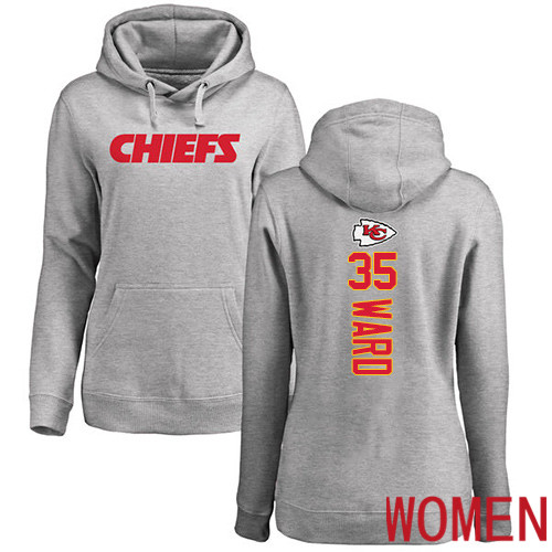 Women Football Kansas City Chiefs #35 Ward Charvarius Ash Backer Pullover Hoodie->kansas city chiefs->NFL Jersey